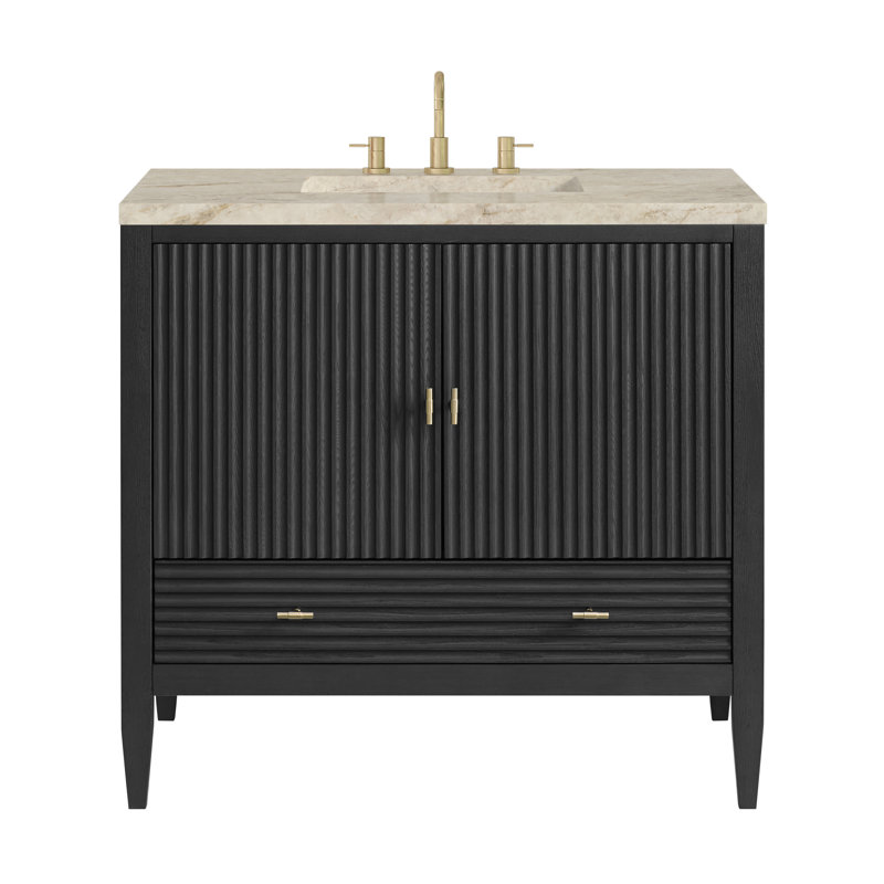Myrrin 36'' W Single Vanity, Carbon Oak, Tajnar Eclos, 8" Widespread