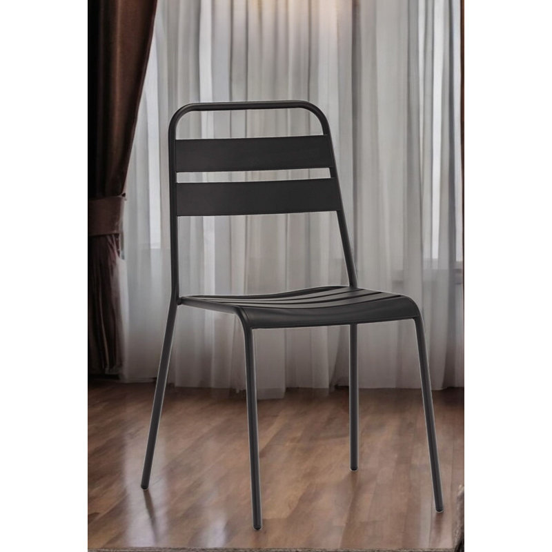 Set of Four Grey Faux Leather Dining Side Chairs
