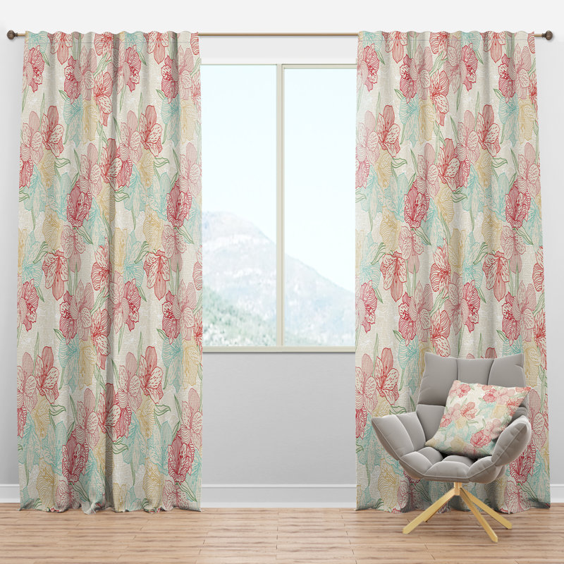 Panneau de rideau simple semi-diaphane avec passe-tringle Orchid, l 52 po x L 63 po