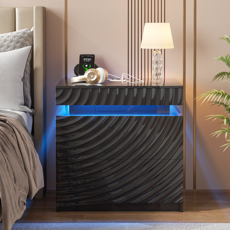 60cm W Bedside Table, Black