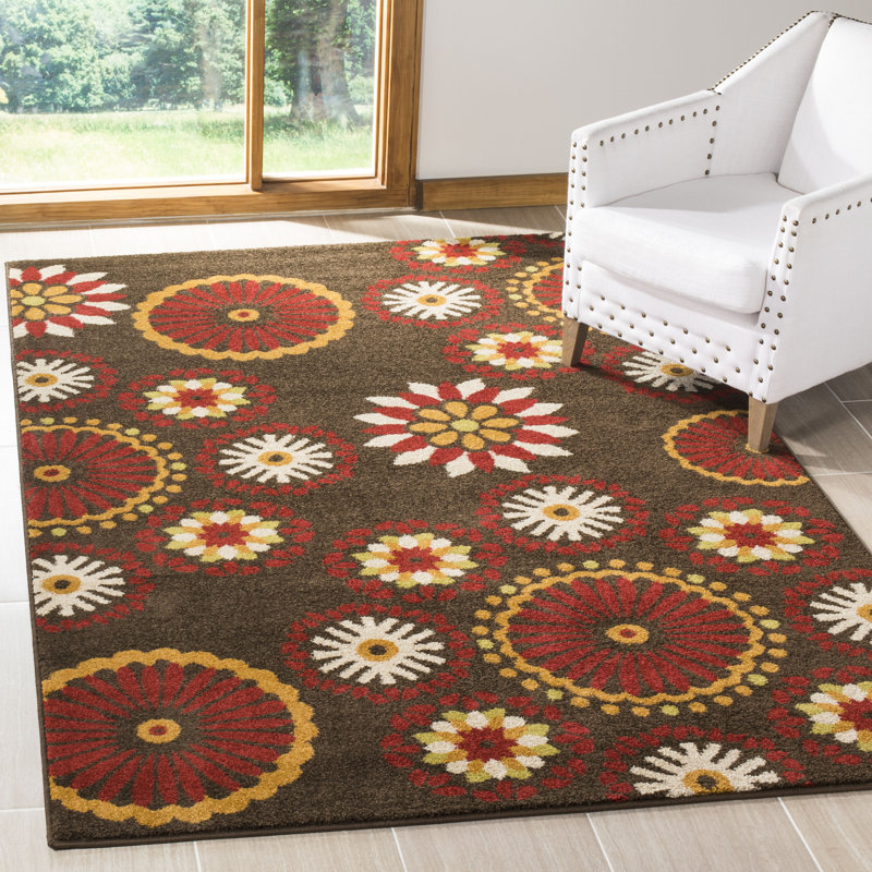 Tapis brun / rouge Layoune, Rectangle 5 pi 1 po x 7 pi 6 po