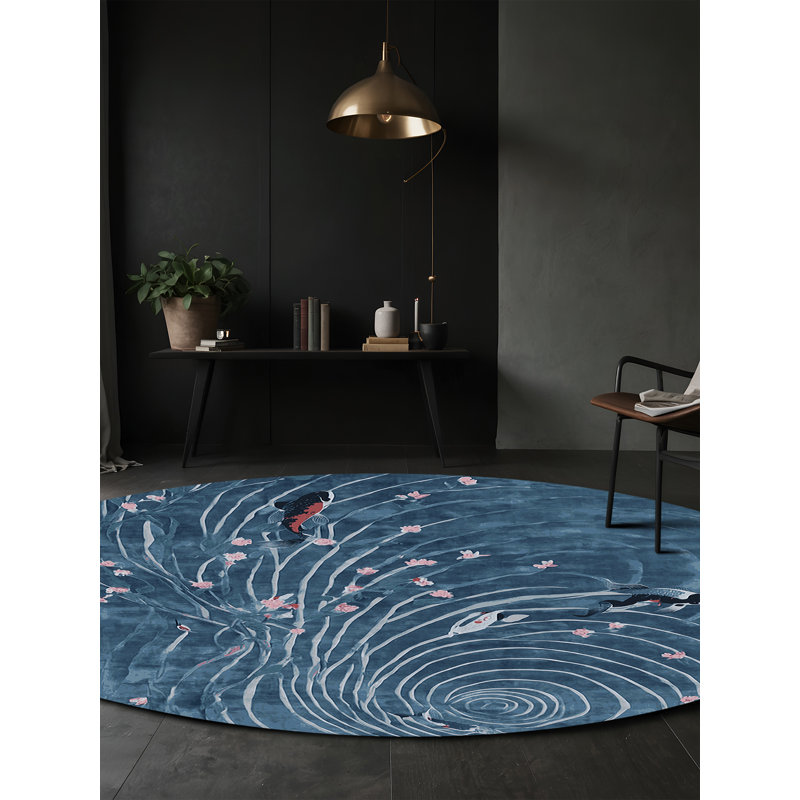 Machine Washable Gray Area Rug, Round 7'