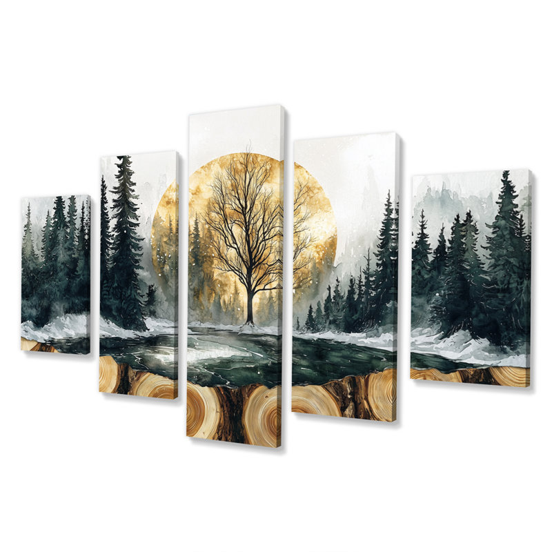 Cateline - Forest Wall Decor - Traditional Wall Art 5 pièces