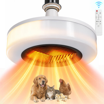 Lampe chauffante 3 en 1 pour poussins avec télécommande, chauffage de couveuse 400 W avec lumière et ventilateur, 2 modes de chauffage, minuterie 1 h/2 h/4 h, 6 températures de couleur réglables, lampe chauffante pour poussins, volailles, chiens, chats et petits animaux de compagnie