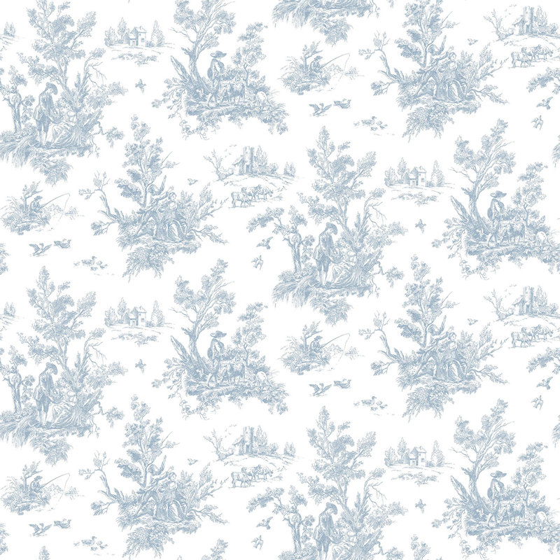 Garretson 1m x 52.8cm Satin Wallpaper Roll, Blue