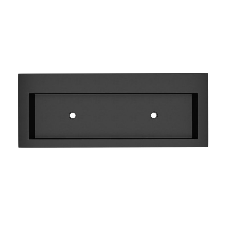Trough Concrete Handmade Rectangular Drop-in Bathroom Sink, No Faucet Hole, Charcoal