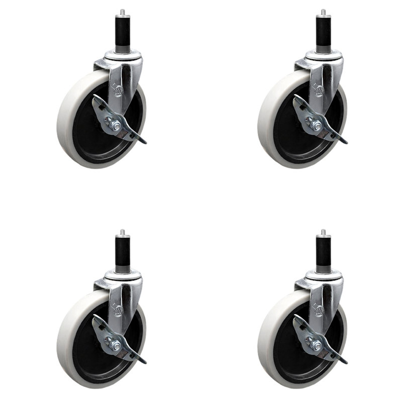 Thermoplastic Expanding Stem Caster with Brakes