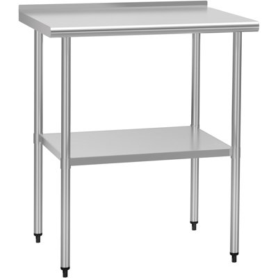 Stainless Steel Table 24 X 30 Inches Metal Work Table Adjustable Undershelves & Backsplash For Commercial Kitchen, Outdoor, Restaurant, Hotel & Garage