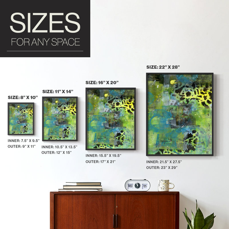 Alphabet Soup Abstract Framed Print - Solid Wood, Black, 21" H x 17" W