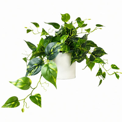 Faux Plants Indoor, Pothos Small Fake Plants For Home Decor Indoor Fake Potted Plant Artificial Plants For Living Room Shelf Home Office Decor