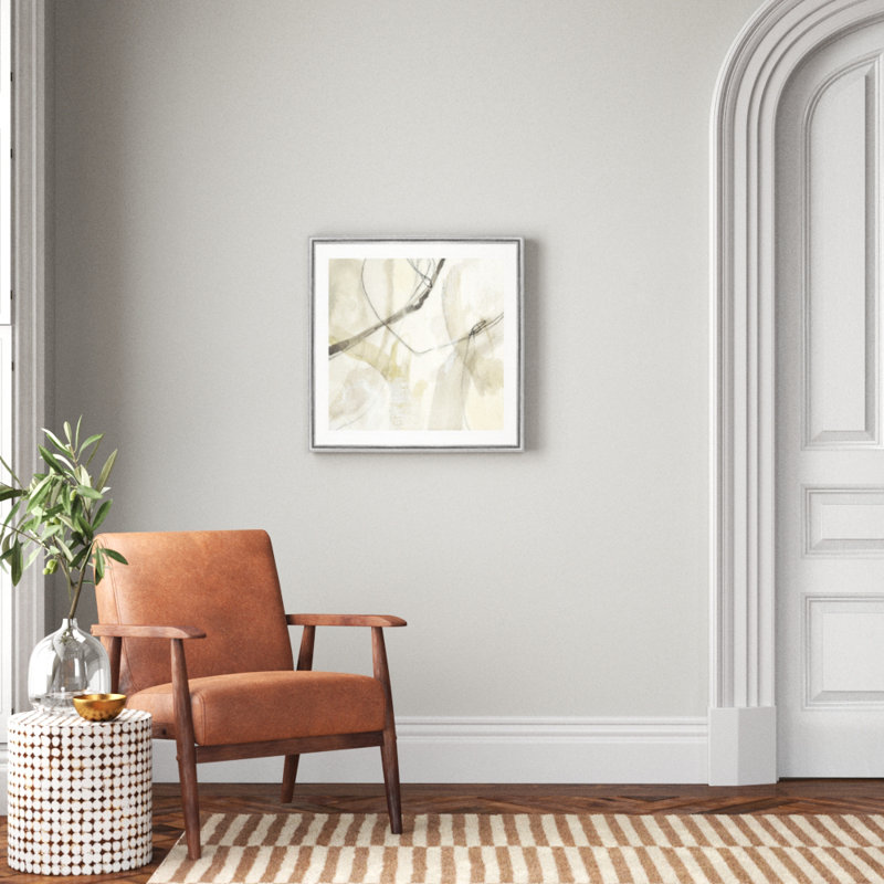 « flowing neutrals i », reproduction d’art sur toile, H 26,5 po x l 26,5 po x P 1,5 po, Cadre argenté