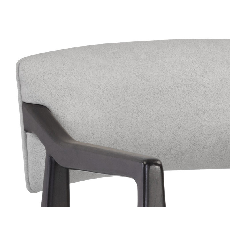 Upholstered Stool, Bar Stool (31.50" Seat Height), Light Gray Leather