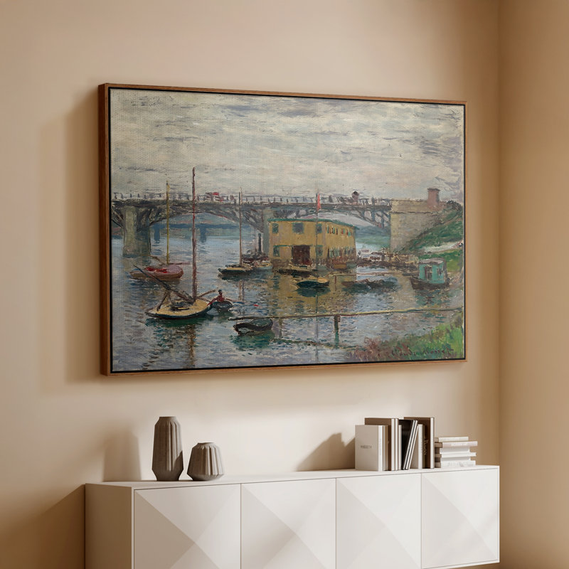 Pont à Argenteuil un jour gris, v. 1876 - Claude Monet, toile tendue avec châssis, 26 x 40, Noyer