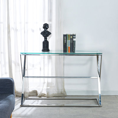 Lowman 120cm Glass Top Console Table