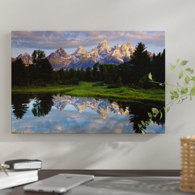 «Teton Range and Its Reflection in Snake River», reproduction de photo sur toile