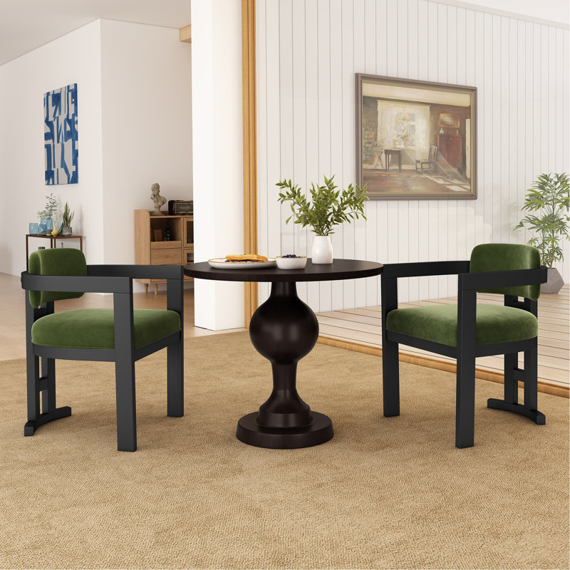 Chaise de salle à manger d'intérieur en bois (ensemble de 2), vert + noir