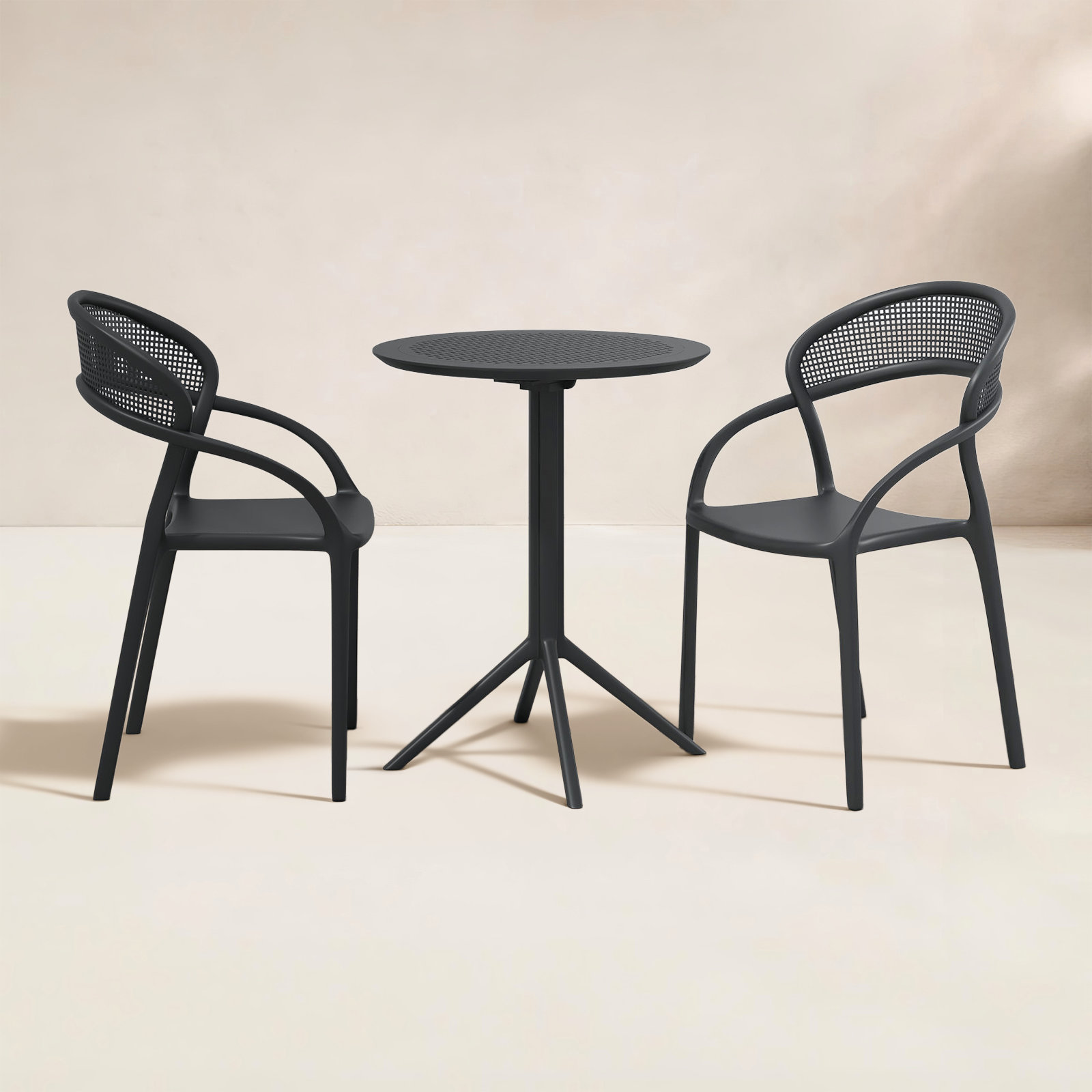 Farrah 24" Patio Bistro Set, Black
