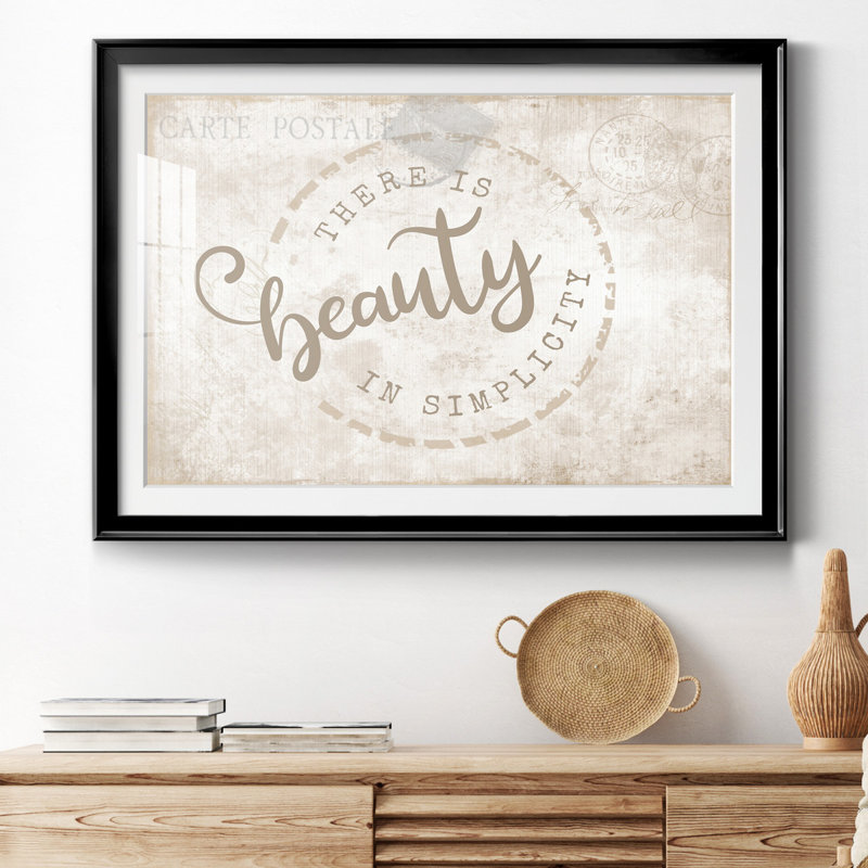 «Beauty in Simplicity - Art textuel avec cadre photo, Papier avec cadre noir, H 18,5 po x l 24,5 po x P 1,5 po, Blanc mat