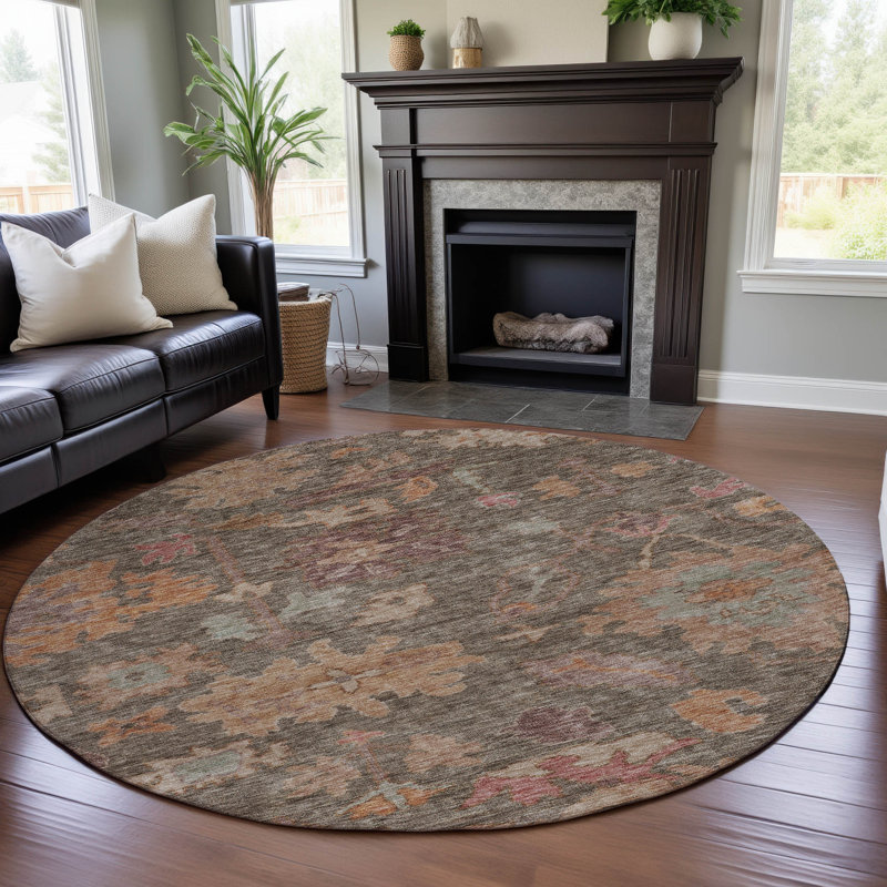 Premium Machine Washable Konopka AMF1108 Global Rug, Rond 8 pi