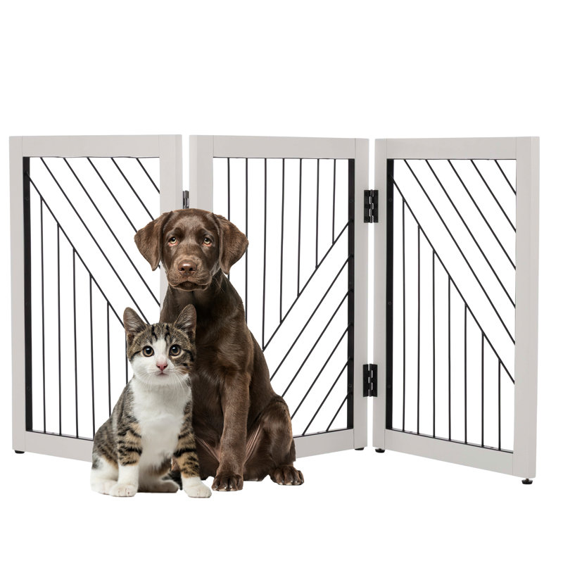 Barrière pour chien autoportante PETMAKER - Clôture intérieure pliable à 3 panneaux - Barrière pour chien de 55 x 24 pouces pour escaliers, couloirs ou portes (blanche)