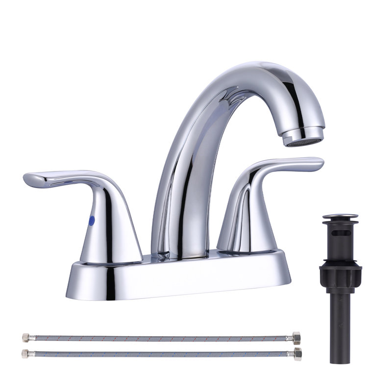 2-handle Bathroom Faucet with Drain Assembly, Chrome