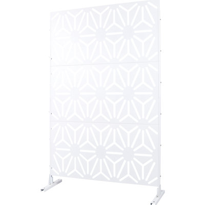 Metal Privacy Screen For Deck - 76"X48" White Rust- 76" H 48" W Add To Your Space