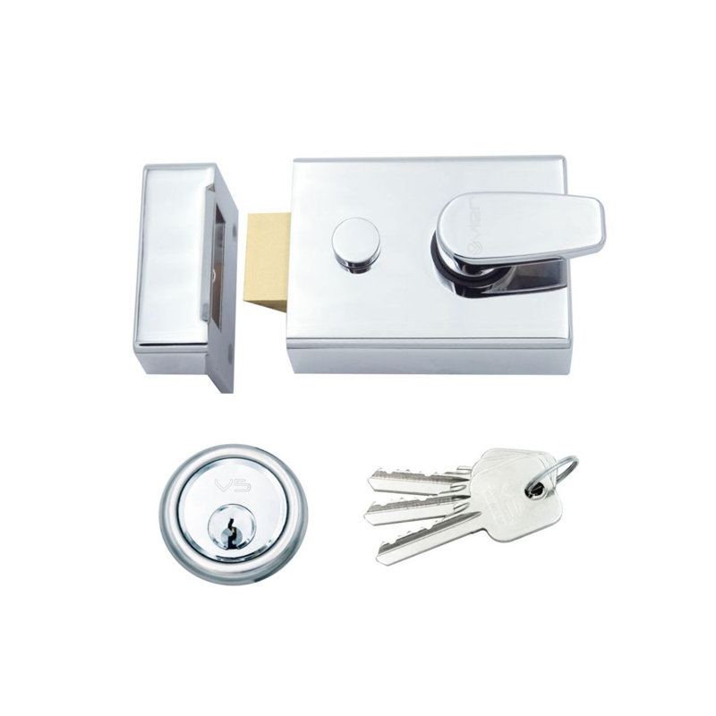 Broad Nightlatch, Polished Chrome