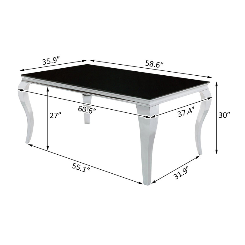 Table de salle à manger Keshaun, Noir, L 37,4 po x L 60,6 po