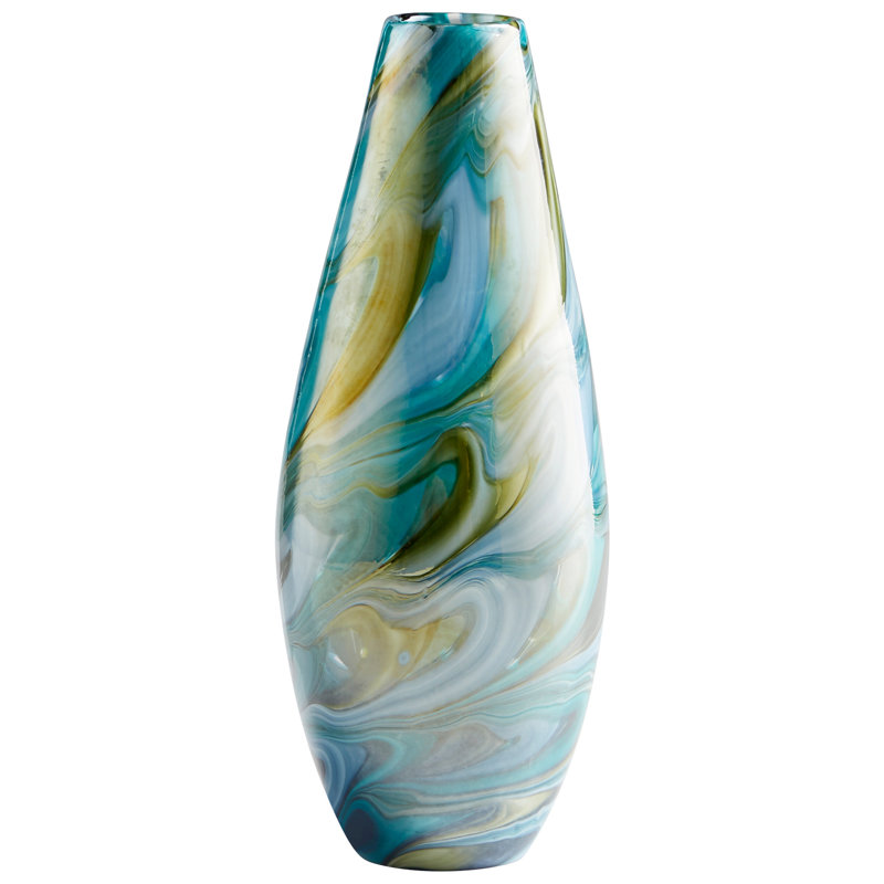 Chalcedony Glass Table Vase, 11.5" H x 4.75" W x 4.75" D
