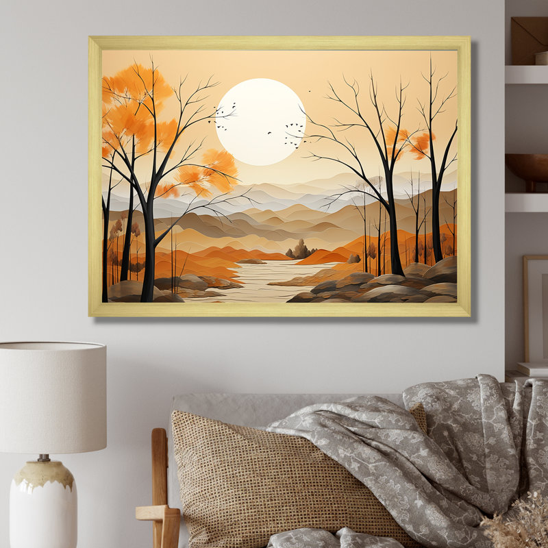 «Serene Autumn Lansdcape II», reproduction sur toile, Cadre doré simple, H 30 po x l 40 po x P 1,5 po