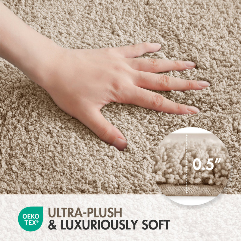 Evan Taupe 100% Cotton Tufted 20x30'' Bath Rug with Non-Slip Backing, 20" W x 30" L, Taupe
