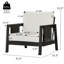 Ensemble de canapés d'extérieur 4 pièces en bois d'acacia avec textilène noir et coussins blancs hydrofuges pour terrasse de patio fini gris foncé-130493911-130493913