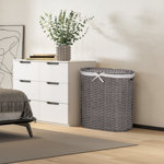 Handwoven Double Lidded Oval Hamper Sorter