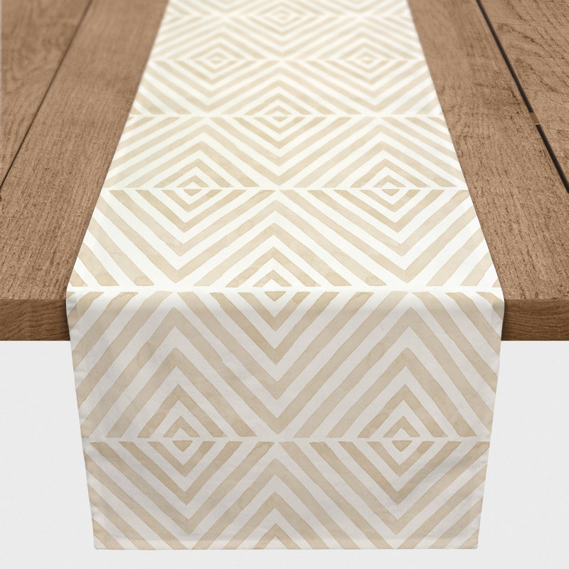 Barimah Rectangle Geometric Polyester Table Runner, 90" x 16"