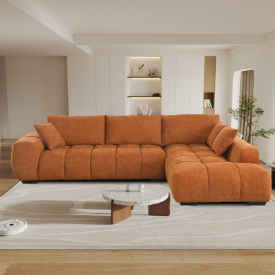 120" Modern Cloud Sectional Sofa With Tufted Details, Chaise Lounge, And Wide Arms