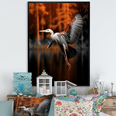 Reproduction d'art sur toile, "Heron gracieux en automne II" par Lazavier