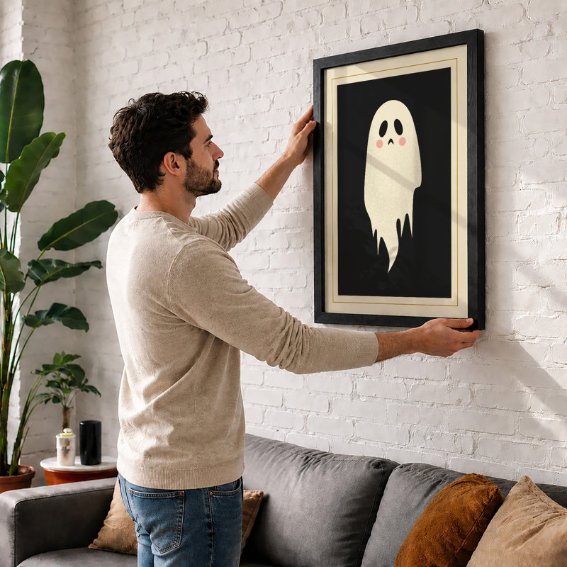 Melancholy Ghost Modern - Framed Print, A1 - 84.1 x 59.4 cm, Black