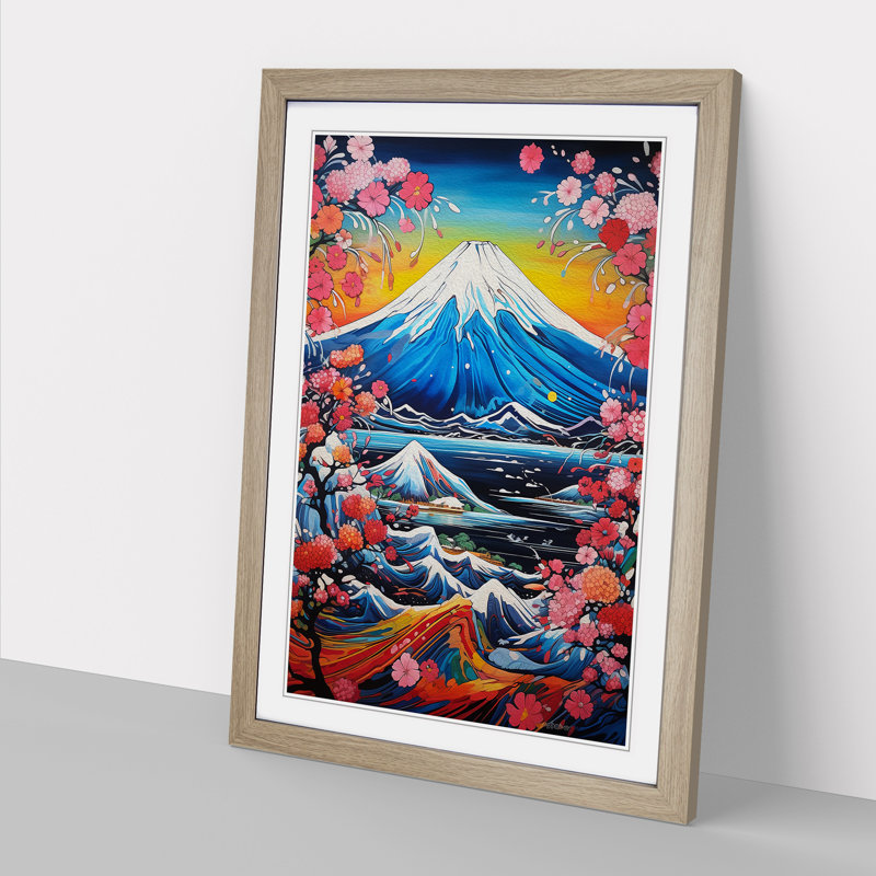 Mount Fuji Abstract No.2 - Framed Print, 34cm H x 25cm W x 2cm D, Oak