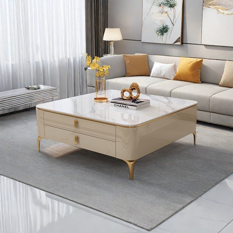 Table carrée légère et luxueuse, H 16,9 po x L 47,2 po x l 47,2 po