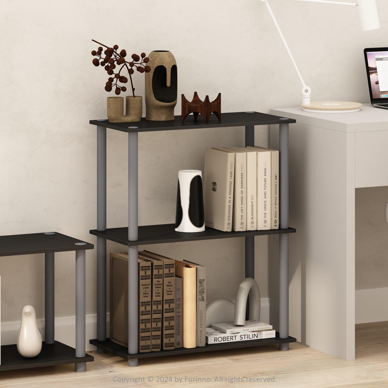 Étagère compacte à 3 niveaux avec support rond, Noir/gris, H 29,5 po x l 23,6 po x P 11,4 po