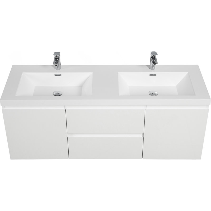 Meuble-lavabo flottant de 60 pouces avec lavabo intégré, conception compacte et moderne pour une esthétique et une fonctionnalité améliorées