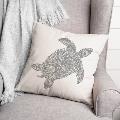 Patterned Sea Turtle Navy Throw Pillow