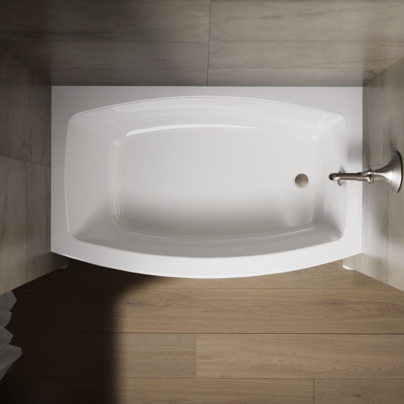 Expanse 60" x 38" Curved Integral Apron Bathtub, White, Right-Hand Side