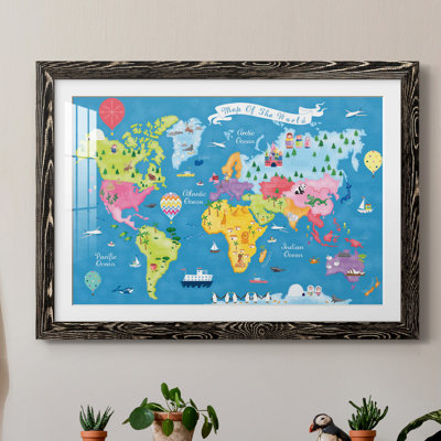 Voyage autour du monde - Reproduction d'art graphique sur papier encadré