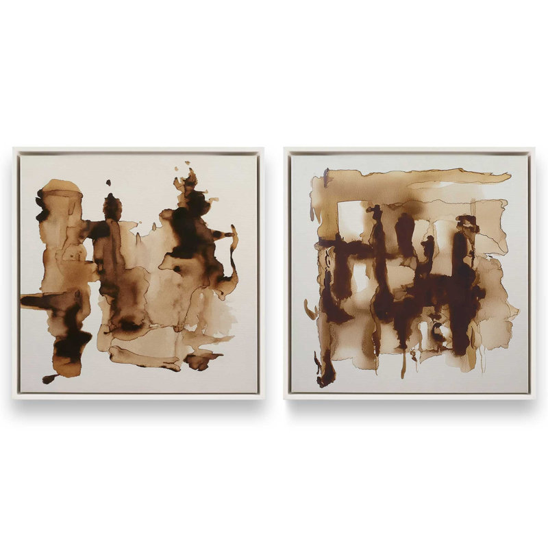 Ensemble de 2 imprimés Amber Echoes, Cadre flottant blanc opaque, 16 po x 16 po