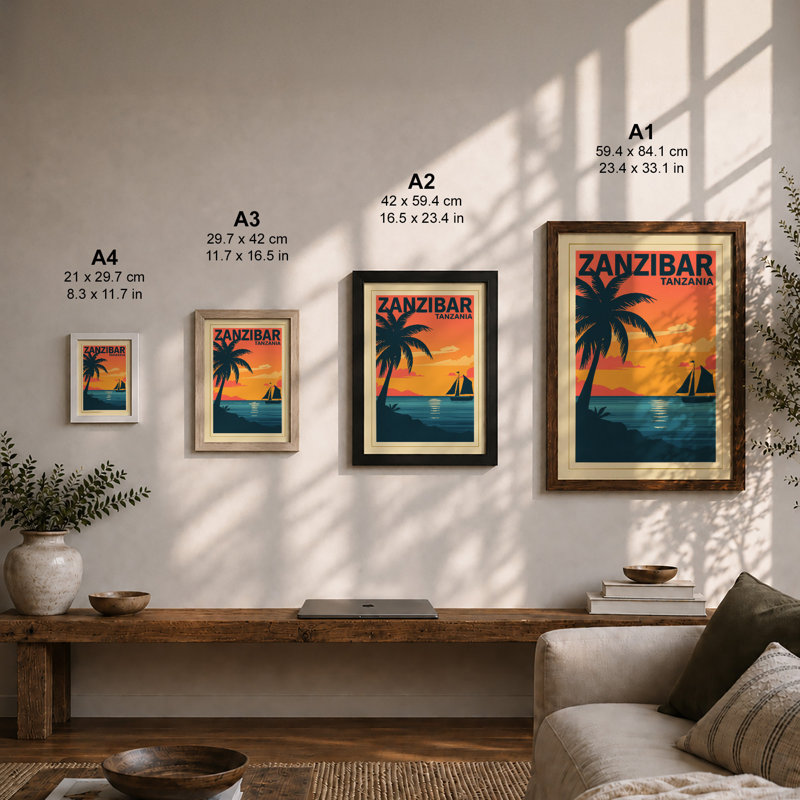 Postcard From Zanzibar Vintage - Print, Unframed, A4 - 29.7 x 21.0 cm