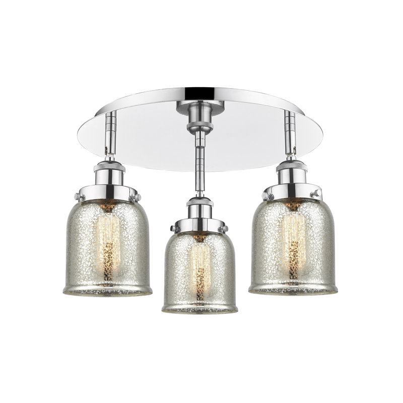 Bejtullah Glass Flush Mount, Silver Plated Mercury, Polished Chrome