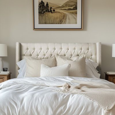 Ashwin Upholstered Wingback Headboard - Button Tufting & Nailhead Trim