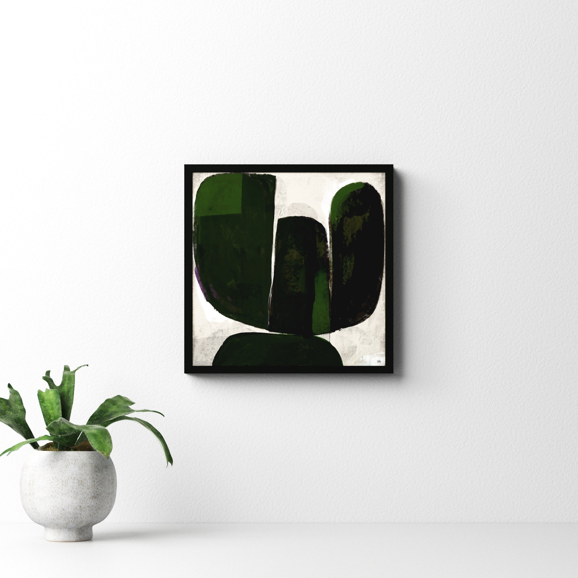 Succulent #6 by StudioM, 16" H x 16" W x 1.25" D, Black
