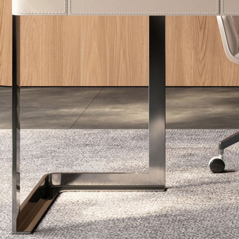 Bureau rectangulaire en pierre frittée avec tiroirs, H 29,53 po x l 55,12 po x P 23,62 po